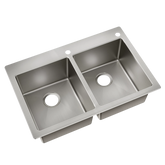 33" x 22" Stainless Steel 18 Gauge Double Bowl Dualmount Sink