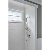 Attract Chrome six-function 3.75" diameter spray head standard with handshower