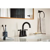 Ember Chrome two-handle high arc bathroom faucet