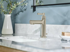 Aluma Brushed nickel one-handle low arc bathroom faucet