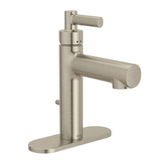 Aluma Brushed nickel one-handle low arc bathroom faucet