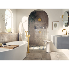 Cia Chrome one-handle tub filler includes hand shower