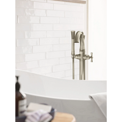 Wynford Chrome one-handle tub filler includes hand shower