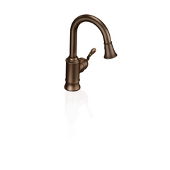 Woodmere Chrome one-handle high arc pulldown bar faucet
