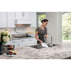 Brantford Chrome one-handle high arc pullout kitchen faucet