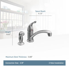 Chateau Chrome One-Handle Low Arc Kitchen Faucet