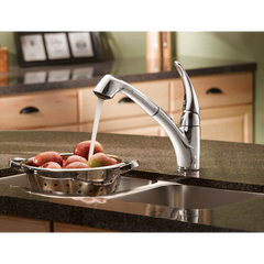 Extensa Chrome one-handle low arc pullout kitchen faucet