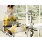 90 Degree Chrome One-Handle High Arc Pullout Kitchen Faucet