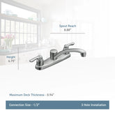 Chateau Chrome Two-Handle Low Arc Kitchen Faucet
