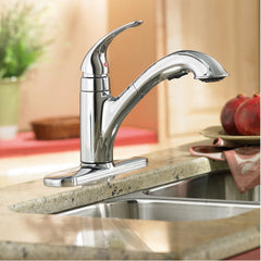 Caprillo Chrome one-handle low arc pullout kitchen faucet
