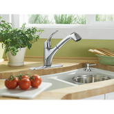Torrance Chrome one-handle low arc pullout kitchen faucet