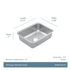 Prep 23" Stainless Steel Undermount Single Bowl Sink