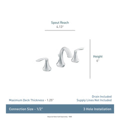 Wynford Chrome two-handle high arc bathroom faucet