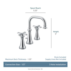 Colinet Chrome two-handle high arc bathroom faucet