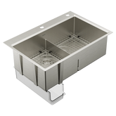 Luxe Chef™ 33” Workstation System Stainless Steel Dual Mount Double Bowl Sink