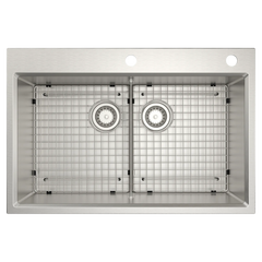 Luxe Chef™ 33” Workstation System Stainless Steel Dual Mount Double Bowl Sink