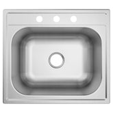 1800 Series 25" x 22" Stainless Steel 18 Gauge Single Bowl Drop In Sink
