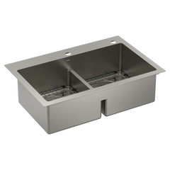 Prep 33" Stainless Steel Dual Mount Double Bowl Sink