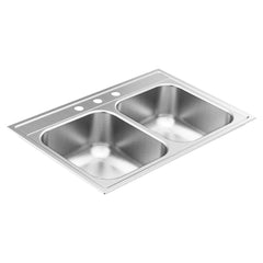DISCONTINUED 1800 Series 33"x22" stainless steel 18 gauge double bowl drop in sink