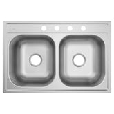 2000 Series 33"x22" 20 Gauge Double Bowl Drop In Sink