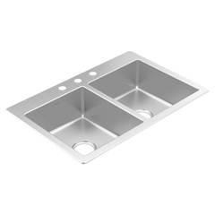 Prep 33" Stainless Steel Drop-in Double Bowl Sink