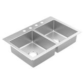 Prep 33" Stainless Steel Drop-in Double Bowl Sink