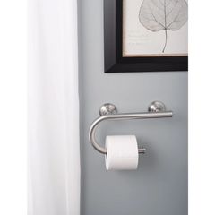 Chrome 8" Grab Bar with Toilet Paper Holder