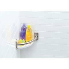 Chrome 9" Grab Bar with Corner Shelf