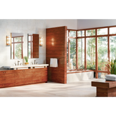 Bamboo Brushed nickel two-handle open waterway bathroom faucet