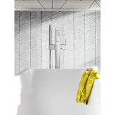 90 Degree Chrome one-handle tub filler includes hand shower