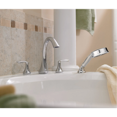 Eva Chrome Two-Handle High Arc Roman Tub Faucet including Handheld Shower