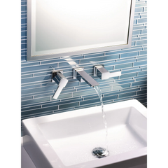90 Degree Chrome Two-Handle Wall Mount Bathroom Faucet