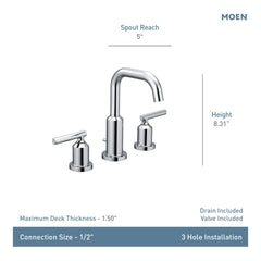 Gibson Two-Handle Widespread Bathroom Sink Faucet