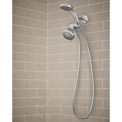 Attune Chrome eight-function 4.75" diameter spray head standard with handshower