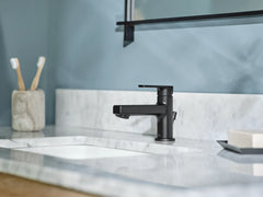 Slate Matte black one-handle low-profile bathroom faucet