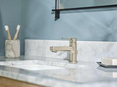 Slate Brushed nickel one-handle low-profile bathroom faucet