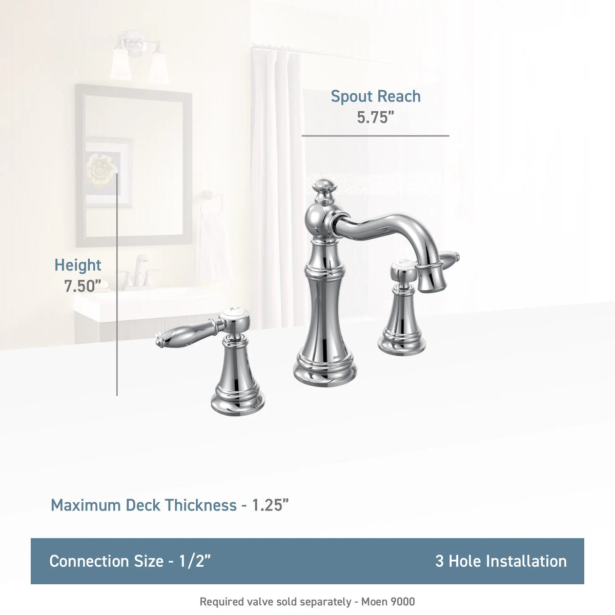 Weymouth Chrome two-handle high arc bathroom faucet