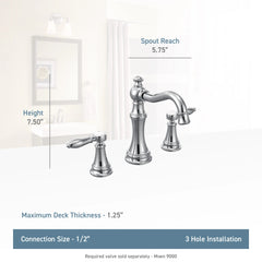 Weymouth Chrome two-handle high arc bathroom faucet