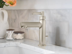 Aluma Brushed nickel one-handle low arc bathroom faucet