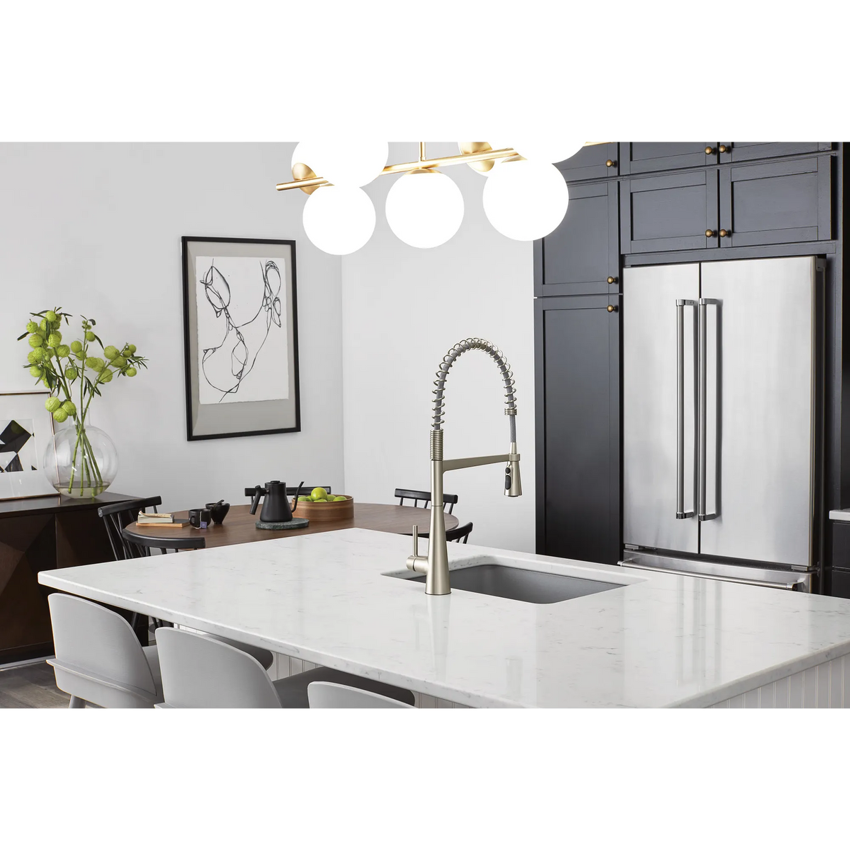 Sleek One-Handle Pre-Rinse Spring Pulldown Kitchen Faucet