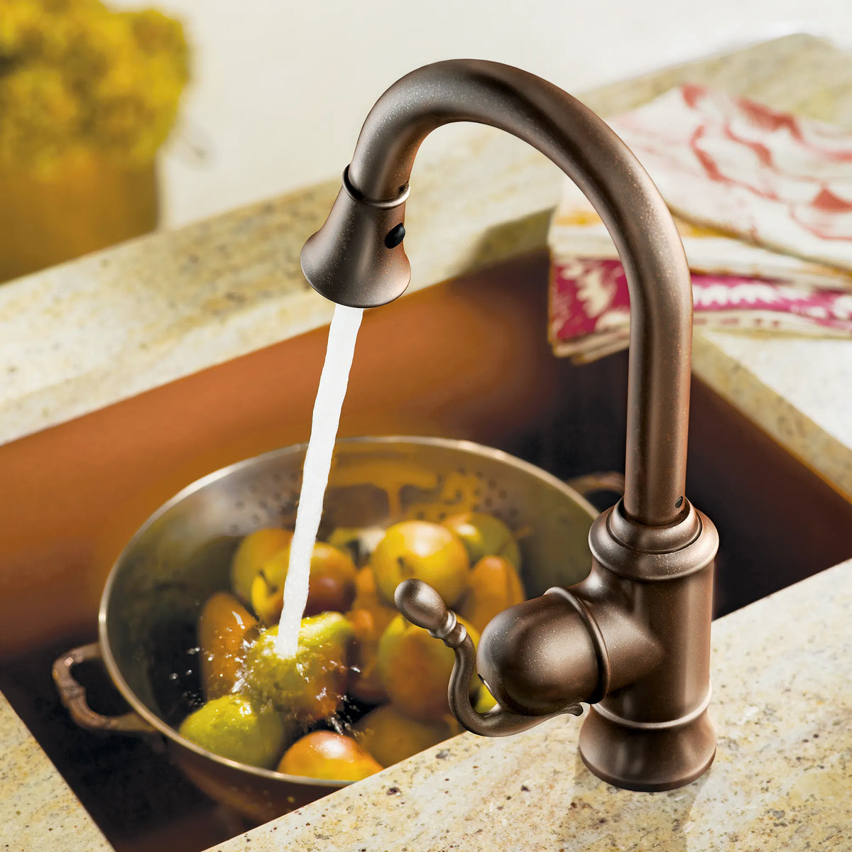 Woodmere Chrome one-handle high arc pulldown bar faucet