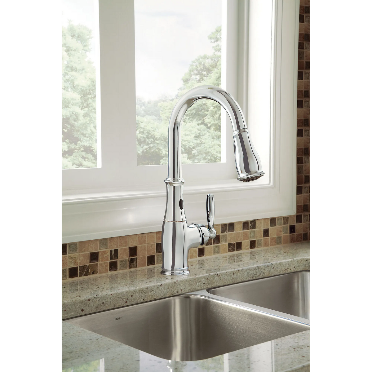Brantford Chrome One-Handle High Arc Pulldown Kitchen Faucet
