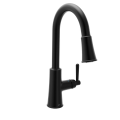 Ember Matte black one-handle high arc pulldown kitchen faucet