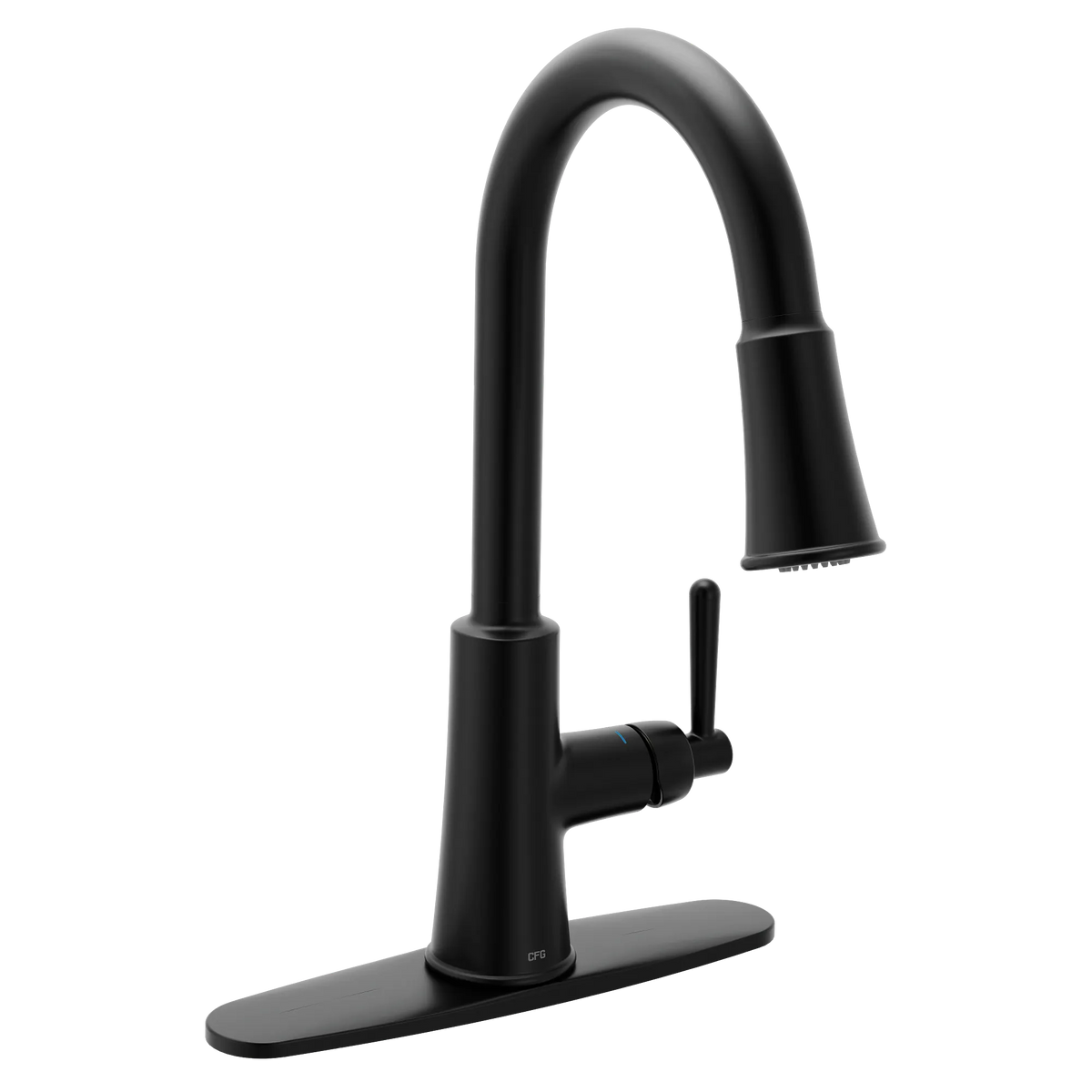 Ember Matte black one-handle high arc pulldown kitchen faucet