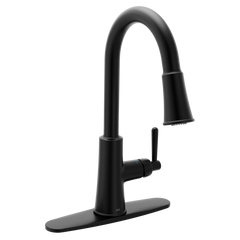 Ember Matte black one-handle high arc pulldown kitchen faucet