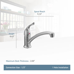 Chateau Chrome One-Handle Low Arc Kitchen Faucet
