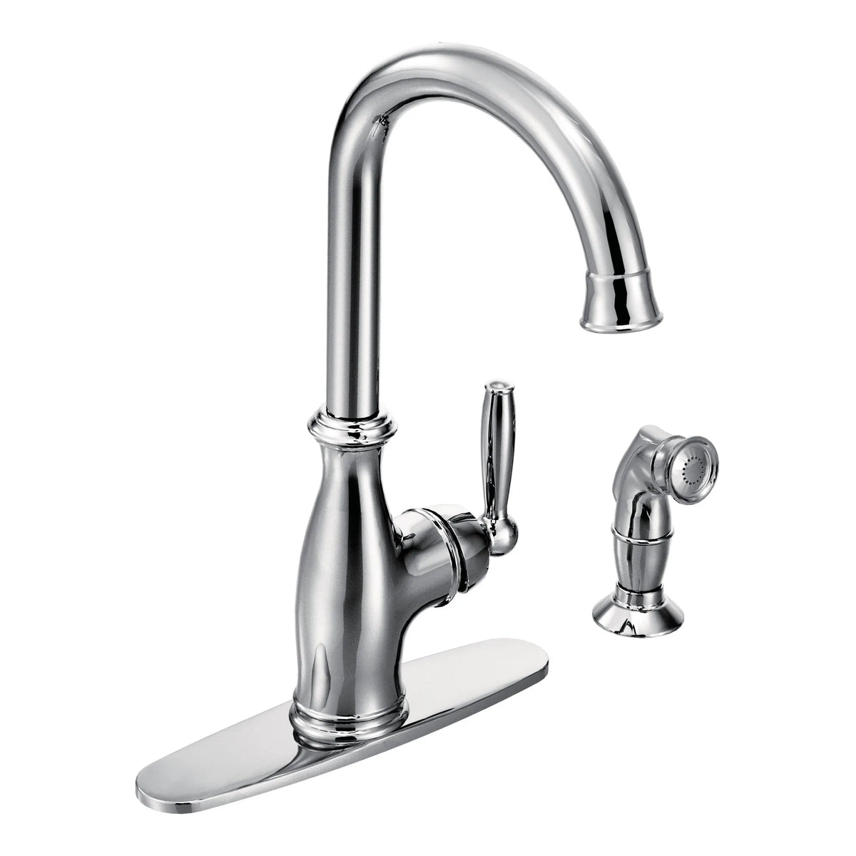 Brantford Chrome one-handle high arc kitchen faucet