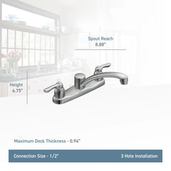 Chateau Chrome Two-Handle Low Arc Kitchen Faucet
