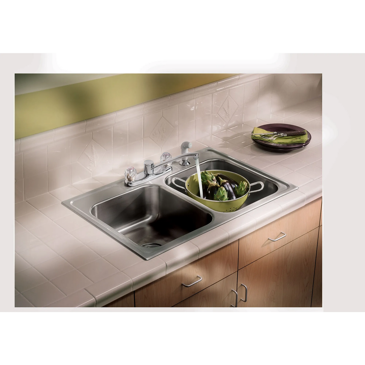 Chateau Chrome two-handle low arc kitchen faucet