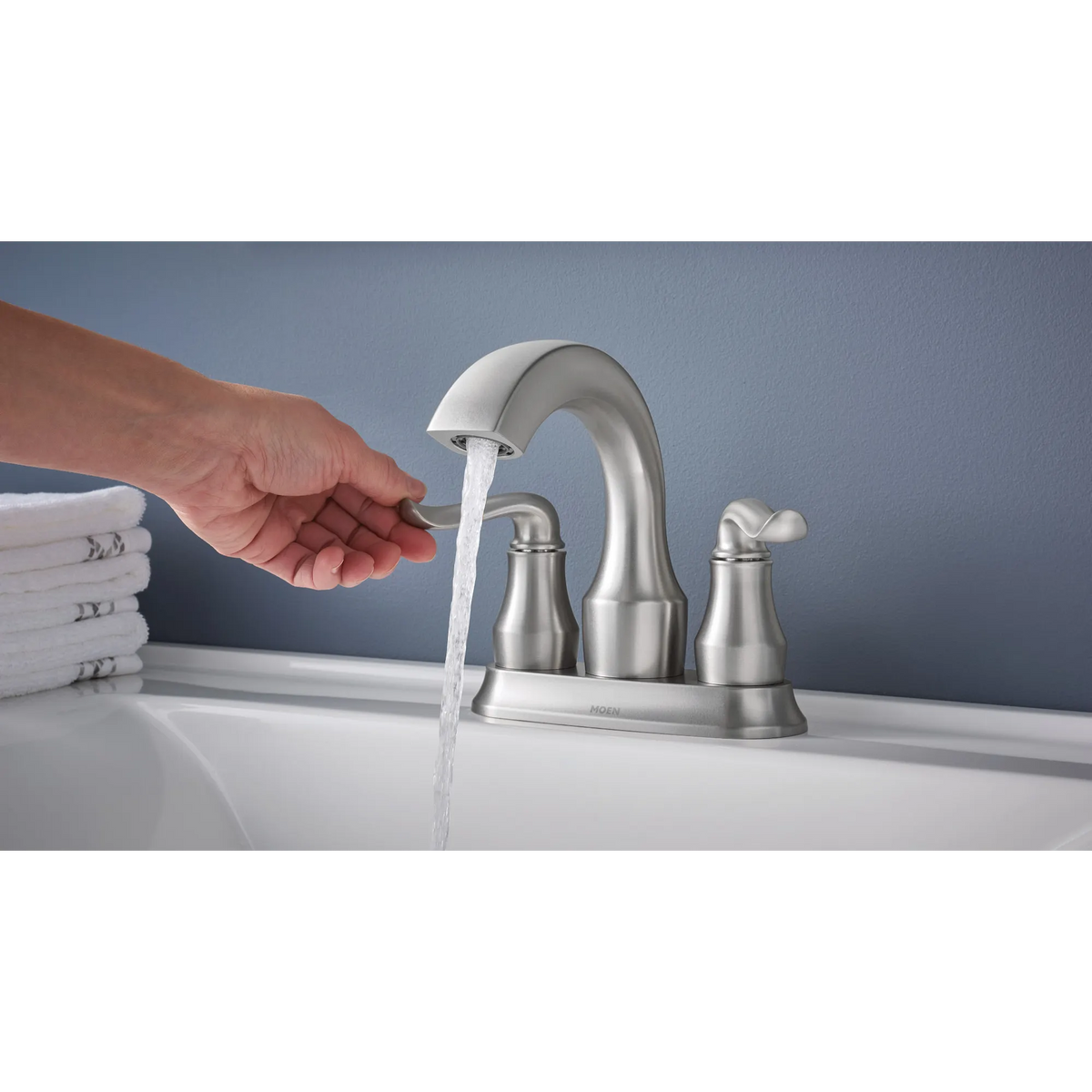 Hamden Spot Resist Brushed Nickel Two-Handle High Arc Bathroom Faucet